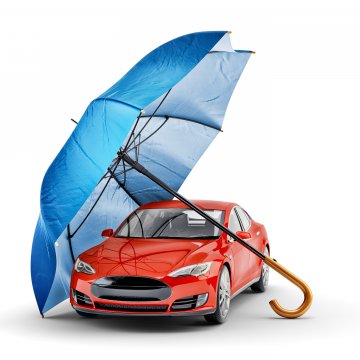 extended vehicle warranty USAA red car under blue umbrella